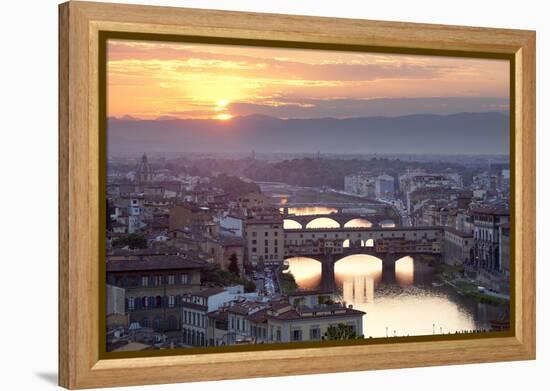 Sunset View over Florence and the Ponte Vecchio from Piazza Michelangelo-Stuart Black-Framed Premier Image Canvas