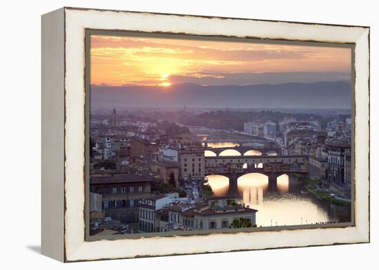 Sunset View over Florence and the Ponte Vecchio from Piazza Michelangelo-Stuart Black-Framed Premier Image Canvas