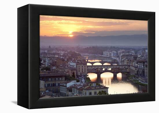 Sunset View over Florence and the Ponte Vecchio from Piazza Michelangelo-Stuart Black-Framed Premier Image Canvas