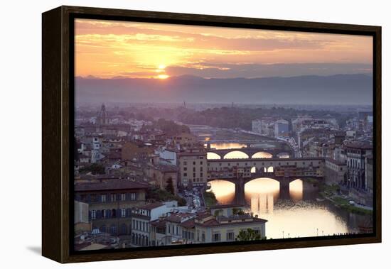 Sunset View over Florence and the Ponte Vecchio from Piazza Michelangelo-Stuart Black-Framed Premier Image Canvas