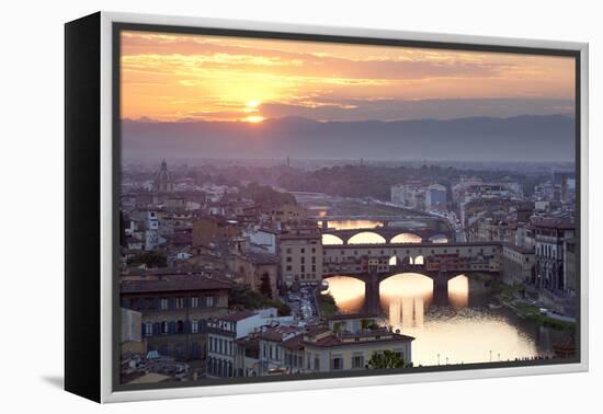 Sunset View over Florence and the Ponte Vecchio from Piazza Michelangelo-Stuart Black-Framed Premier Image Canvas
