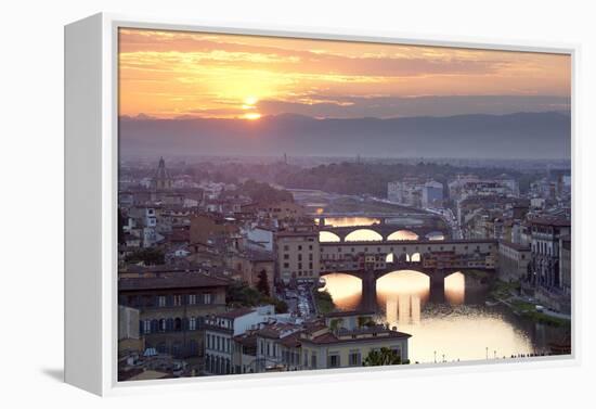 Sunset View over Florence and the Ponte Vecchio from Piazza Michelangelo-Stuart Black-Framed Premier Image Canvas