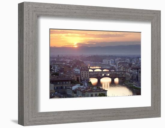 Sunset View over Florence and the Ponte Vecchio from Piazza Michelangelo-Stuart Black-Framed Photographic Print