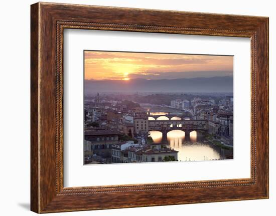 Sunset View over Florence and the Ponte Vecchio from Piazza Michelangelo-Stuart Black-Framed Photographic Print