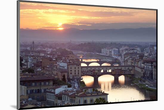 Sunset View over Florence and the Ponte Vecchio from Piazza Michelangelo-Stuart Black-Mounted Photographic Print
