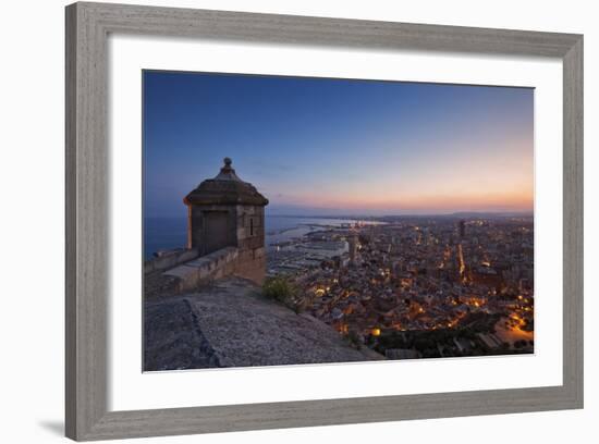 Sunset View over the Cityscape of Alicante Looking Towards the Lookout Tower and Port of Alicante-Cahir Davitt-Framed Photographic Print