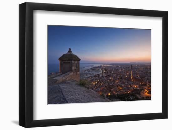 Sunset View over the Cityscape of Alicante Looking Towards the Lookout Tower and Port of Alicante-Cahir Davitt-Framed Photographic Print