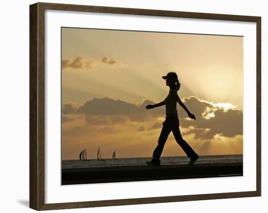 Sunset Walker, Honolulu, Hawaii-Marco Garcia-Framed Photographic Print