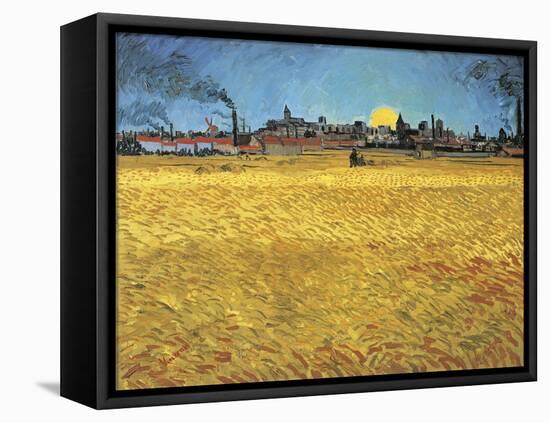 Sunset: Wheat Fields Near Arles, 1888-Vincent van Gogh-Framed Premier Image Canvas