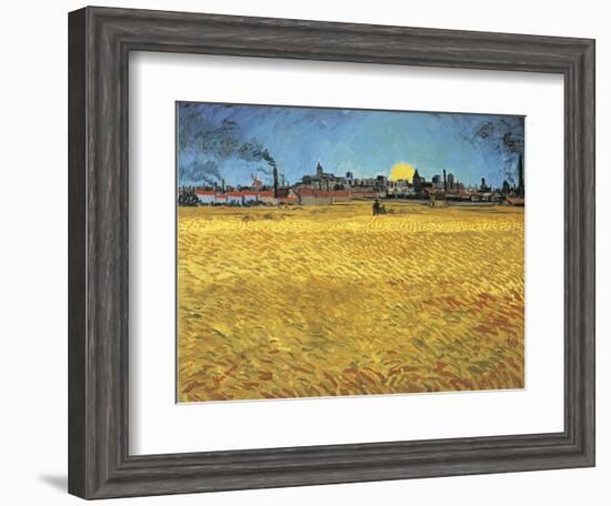 Sunset: Wheat Fields Near Arles, 1888-Vincent van Gogh-Framed Giclee Print