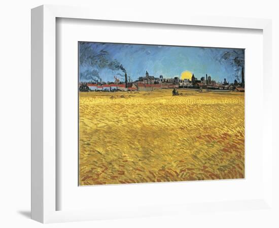 Sunset: Wheat Fields Near Arles, 1888-Vincent van Gogh-Framed Giclee Print