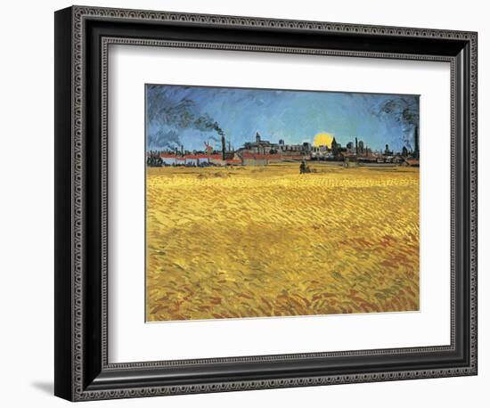 Sunset: Wheat Fields Near Arles, 1888-Vincent van Gogh-Framed Giclee Print