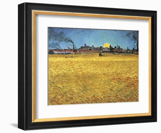 Sunset: Wheat Fields Near Arles, 1888-Vincent van Gogh-Framed Giclee Print