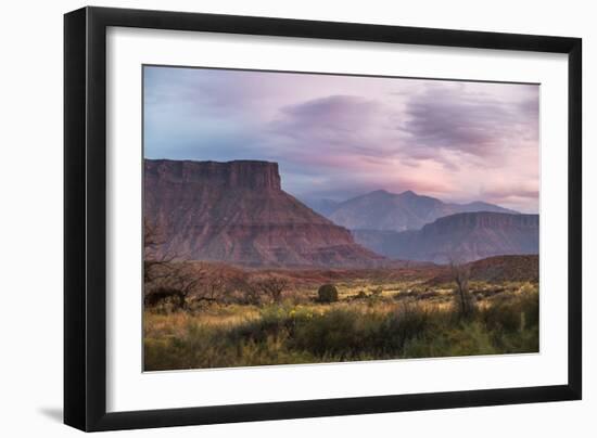 Sunset While Looking Out Over The La Sal Mountain Range Outside The Fisher Towers - Moab, Utah-Dan Holz-Framed Photographic Print