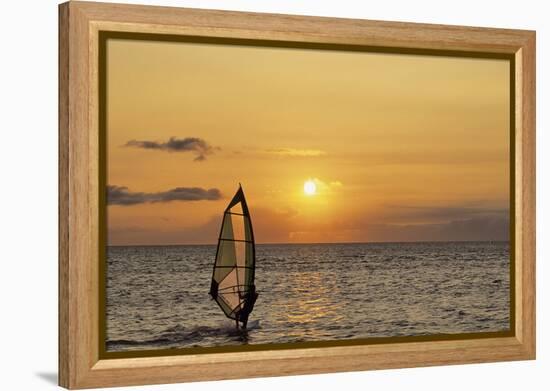 Sunset, Windsurfing, Ocean, Maui, Hawaii, USA-Gerry Reynolds-Framed Premier Image Canvas