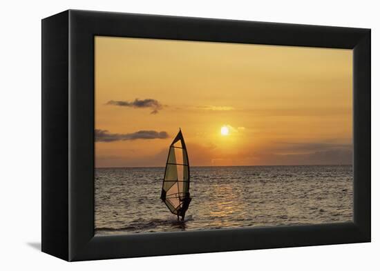 Sunset, Windsurfing, Ocean, Maui, Hawaii, USA-Gerry Reynolds-Framed Premier Image Canvas