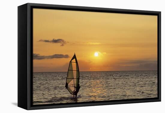 Sunset, Windsurfing, Ocean, Maui, Hawaii, USA-Gerry Reynolds-Framed Premier Image Canvas