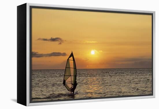 Sunset, Windsurfing, Ocean, Maui, Hawaii, USA-Gerry Reynolds-Framed Premier Image Canvas