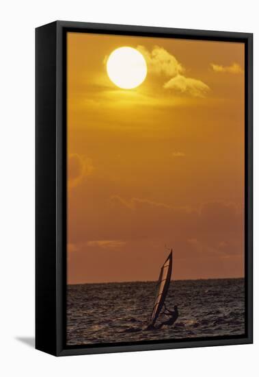 Sunset, Windsurfing, Ocean, Maui, Hawaii, USA-Gerry Reynolds-Framed Premier Image Canvas