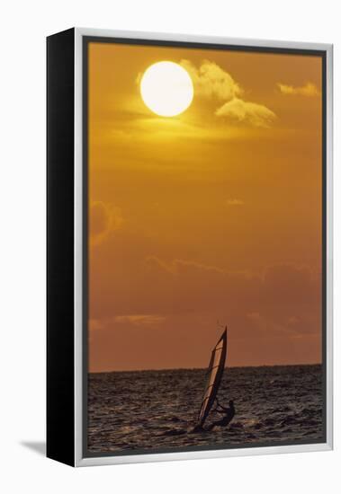 Sunset, Windsurfing, Ocean, Maui, Hawaii, USA-Gerry Reynolds-Framed Premier Image Canvas