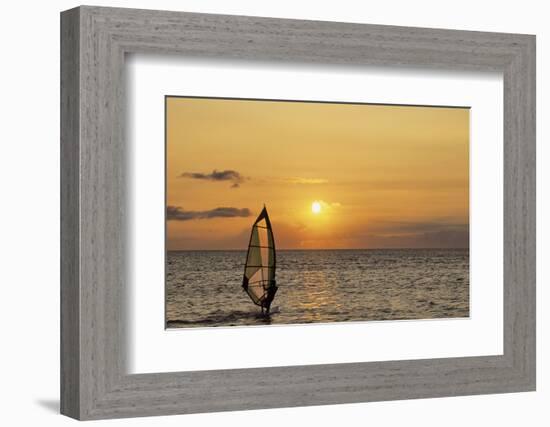 Sunset, Windsurfing, Ocean, Maui, Hawaii, USA-Gerry Reynolds-Framed Photographic Print