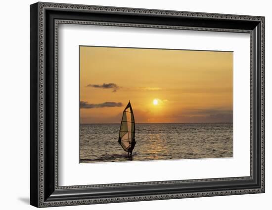 Sunset, Windsurfing, Ocean, Maui, Hawaii, USA-Gerry Reynolds-Framed Photographic Print