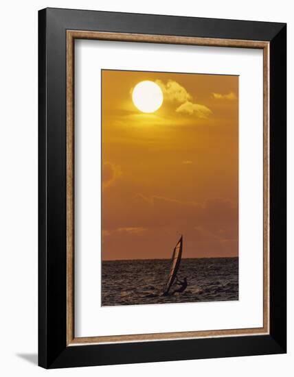 Sunset, Windsurfing, Ocean, Maui, Hawaii, USA-Gerry Reynolds-Framed Photographic Print