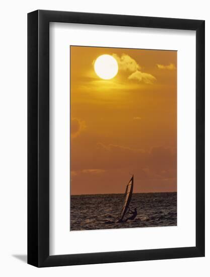 Sunset, Windsurfing, Ocean, Maui, Hawaii, USA-Gerry Reynolds-Framed Photographic Print