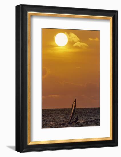 Sunset, Windsurfing, Ocean, Maui, Hawaii, USA-Gerry Reynolds-Framed Photographic Print