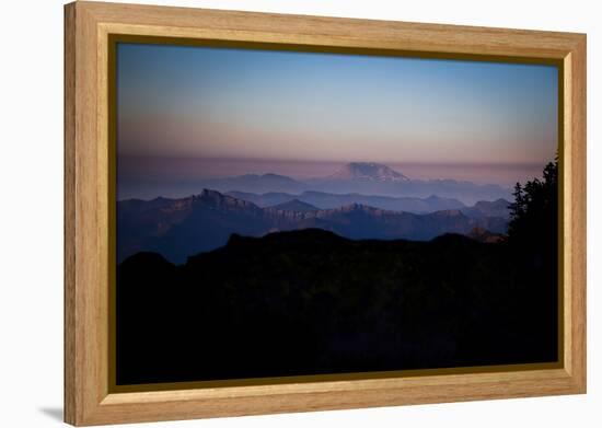 Sunset with Mount Saint Helens on the Horizon, Mount Rainier National Park, Washington-Dan Holz-Framed Premier Image Canvas