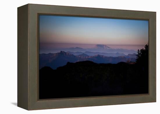 Sunset with Mount Saint Helens on the Horizon, Mount Rainier National Park, Washington-Dan Holz-Framed Premier Image Canvas