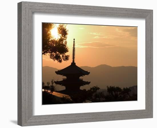 Sunset, Yasaka No to Pagoda, Kyoto City, Honshu, Japan-Christian Kober-Framed Photographic Print