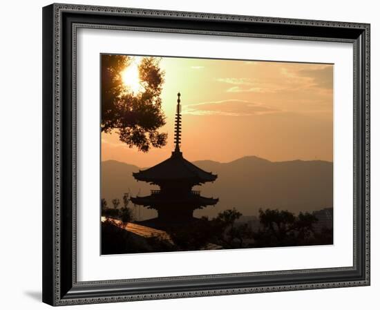 Sunset, Yasaka No to Pagoda, Kyoto City, Honshu, Japan-Christian Kober-Framed Photographic Print