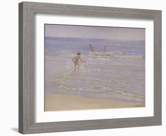 Sunshine at Skagen: Boys Swimming, 1892 (Study)-Peder Severin Kröyer-Framed Giclee Print