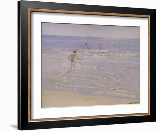 Sunshine at Skagen: Boys Swimming, 1892 (Study)-Peder Severin Kröyer-Framed Giclee Print