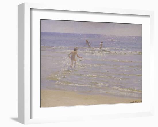 Sunshine at Skagen: Boys Swimming, 1892 (Study)-Peder Severin Kröyer-Framed Giclee Print