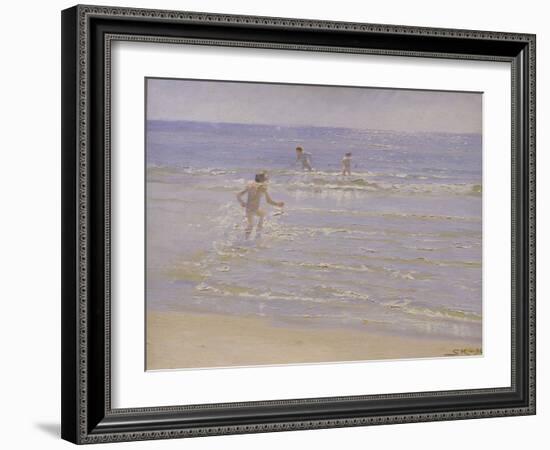 Sunshine at Skagen: Boys Swimming, 1892 (Study)-Peder Severin Kröyer-Framed Giclee Print