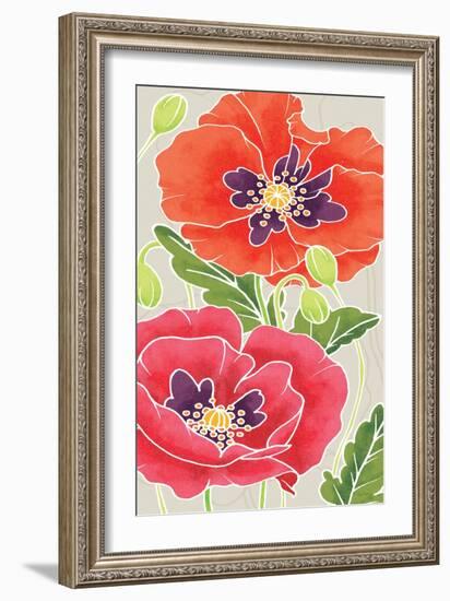 Sunshine Poppies Panel I-Elyse DeNeige-Framed Art Print