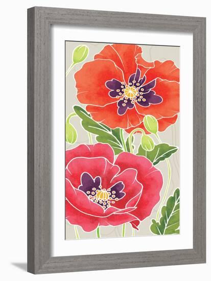 Sunshine Poppies Panel I-Elyse DeNeige-Framed Art Print