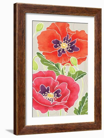 Sunshine Poppies Panel I-Elyse DeNeige-Framed Art Print