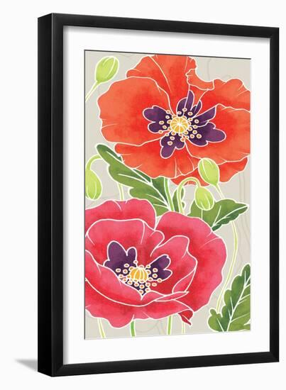 Sunshine Poppies Panel I-Elyse DeNeige-Framed Art Print