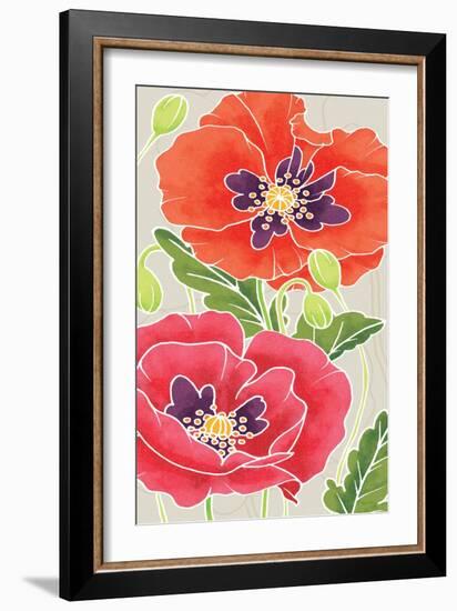 Sunshine Poppies Panel I-Elyse DeNeige-Framed Art Print