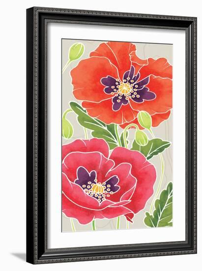 Sunshine Poppies Panel I-Elyse DeNeige-Framed Art Print