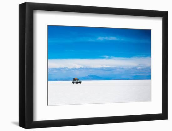 Sunshine Scenery of Salar De Uyuni in Bolivia and Jeep-VYCHEGZHANINA-Framed Photographic Print