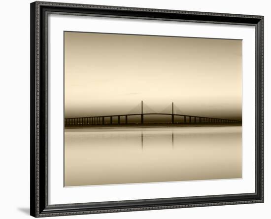 Sunshine Skyway Bridge over Tampa Bay from Fort De Soto Park, Florida, USA-Adam Jones-Framed Photographic Print