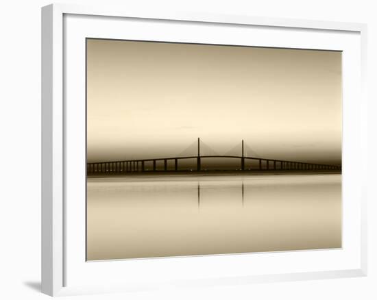 Sunshine Skyway Bridge over Tampa Bay from Fort De Soto Park, Florida, USA-Adam Jones-Framed Photographic Print