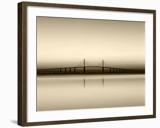 Sunshine Skyway Bridge over Tampa Bay from Fort De Soto Park, Florida, USA-Adam Jones-Framed Photographic Print