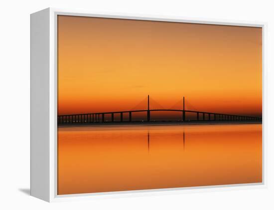 Sunshine Skyway Bridge over Tampa Bay from Fort De Soto Park, Florida, USA-Adam Jones-Framed Premier Image Canvas