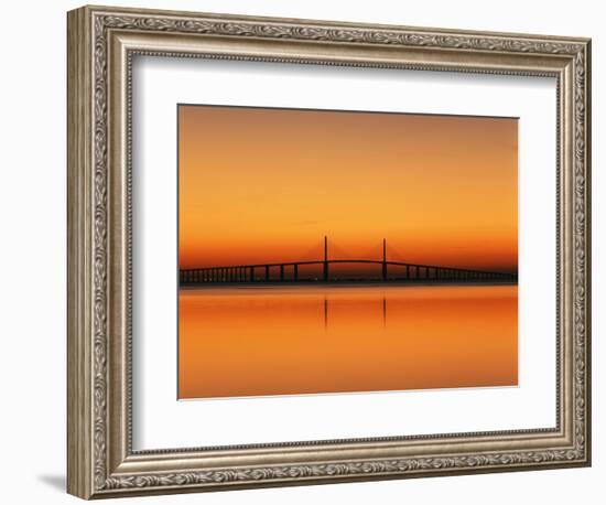 Sunshine Skyway Bridge over Tampa Bay from Fort De Soto Park, Florida, USA-Adam Jones-Framed Photographic Print