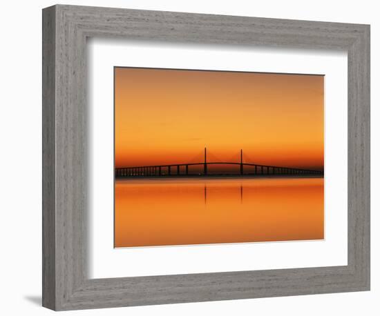 Sunshine Skyway Bridge over Tampa Bay from Fort De Soto Park, Florida, USA-Adam Jones-Framed Photographic Print